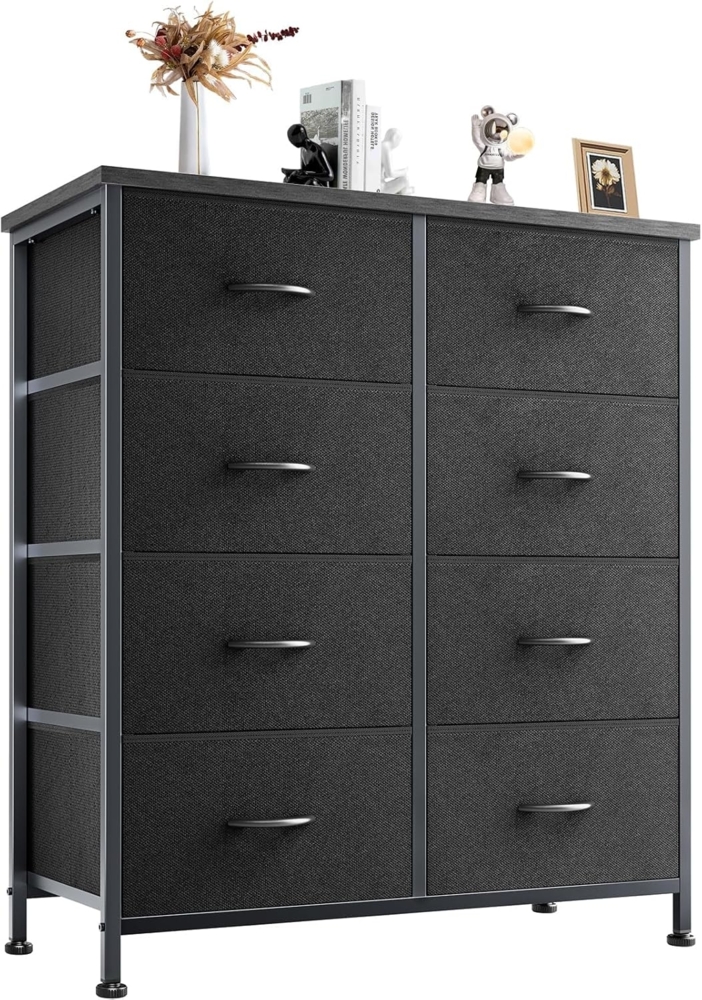 DUMOS Kommode für Schlafzimmer mit 8 Stoffschubladen, hohe Kommode Organizer für Kleidung, Schrank Kinderzimmer, Aufbewahrungsturm mit Schrank, Metallrahmen, Holzplatte, leichte Kinderzimmermöbel Bild 1