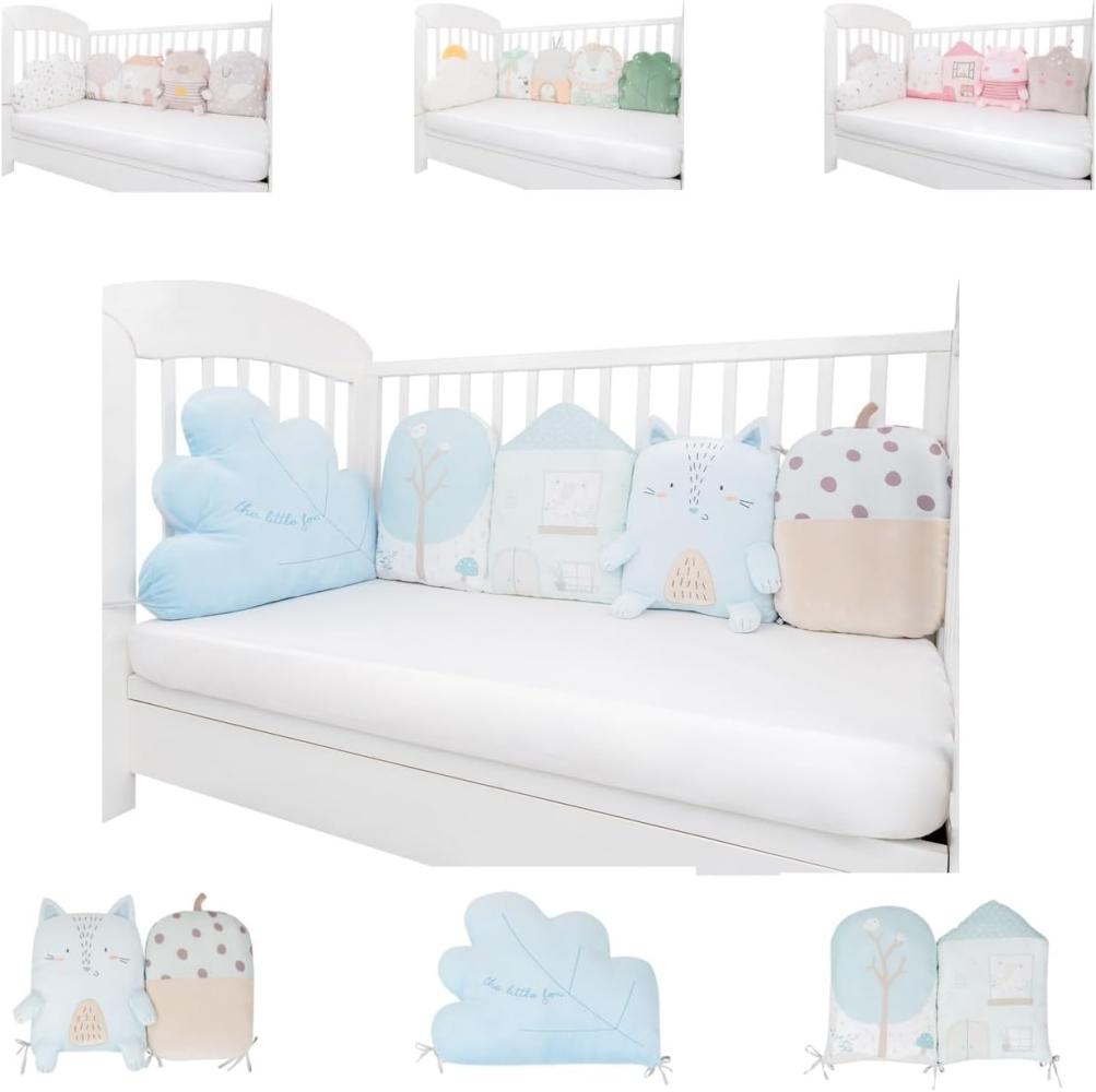 Kikkaboo Babykissen-Set 5-tlg. Plüsch Jersey Einzelkissen Maße 35 x 30 x 7 cm blau Bild 1