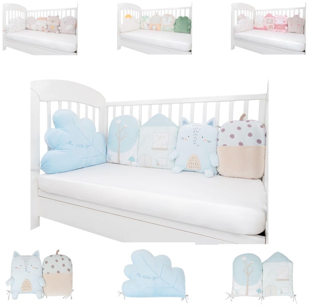 Kikkaboo Babykissen-Set 5-tlg. Plüsch Jersey Einzelkissen Maße 35 x 30 x 7 cm blau Bild 1