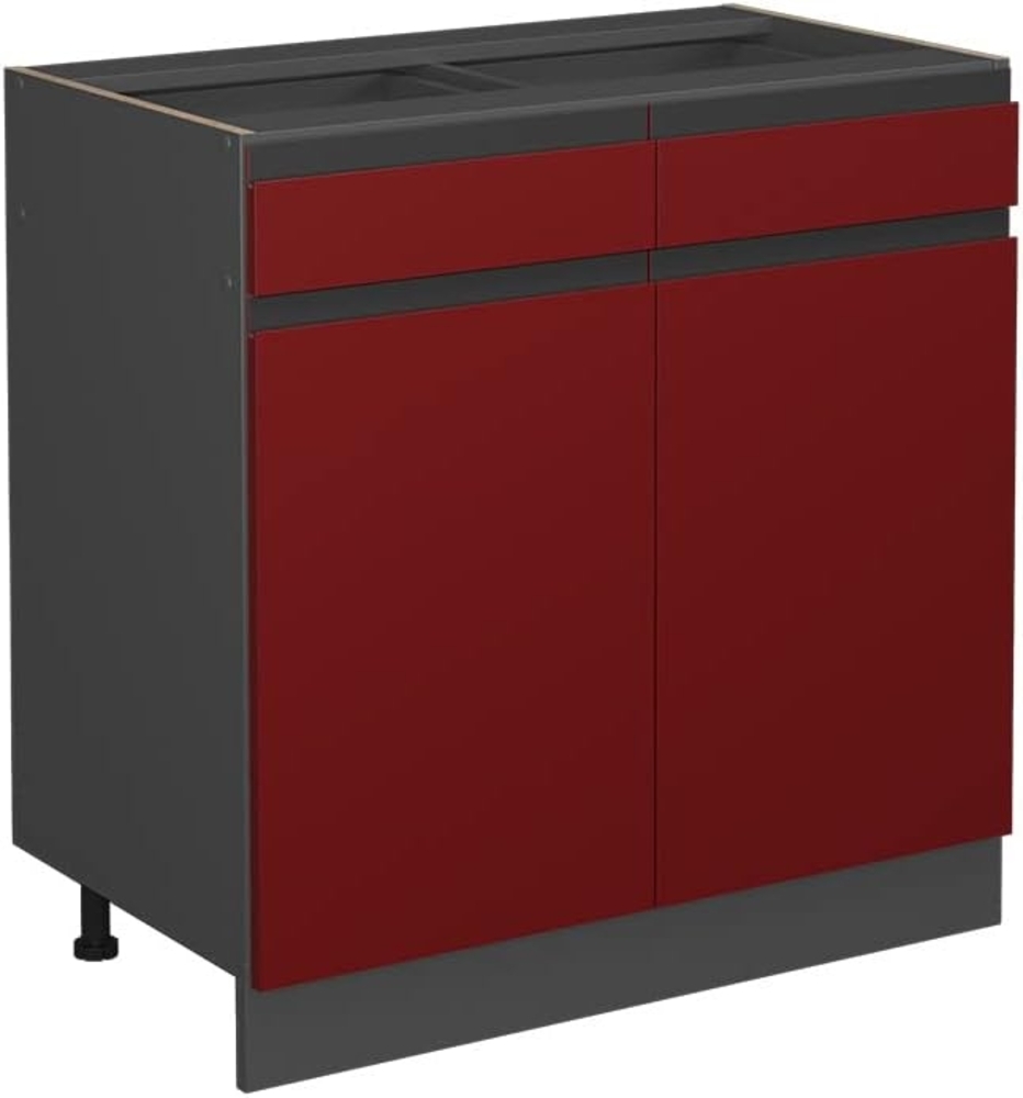 Vicco Küchenunterschrank R-Line, Rot/Anthrazit, 80 cm J-Shape, ohne Arbeitsplatte Bild 1