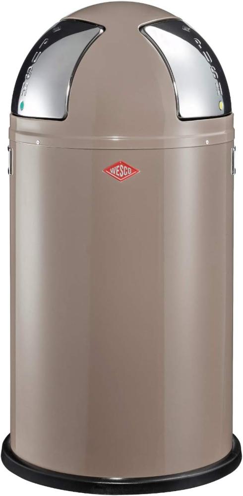 Wesco Doppel-Mülleimer Push Two, Duo Mülleimer, Doppelmülleimer, Abfalleimer, Stahlblech, Warm Grey, 2 x 25 L, 175861-57 Bild 1