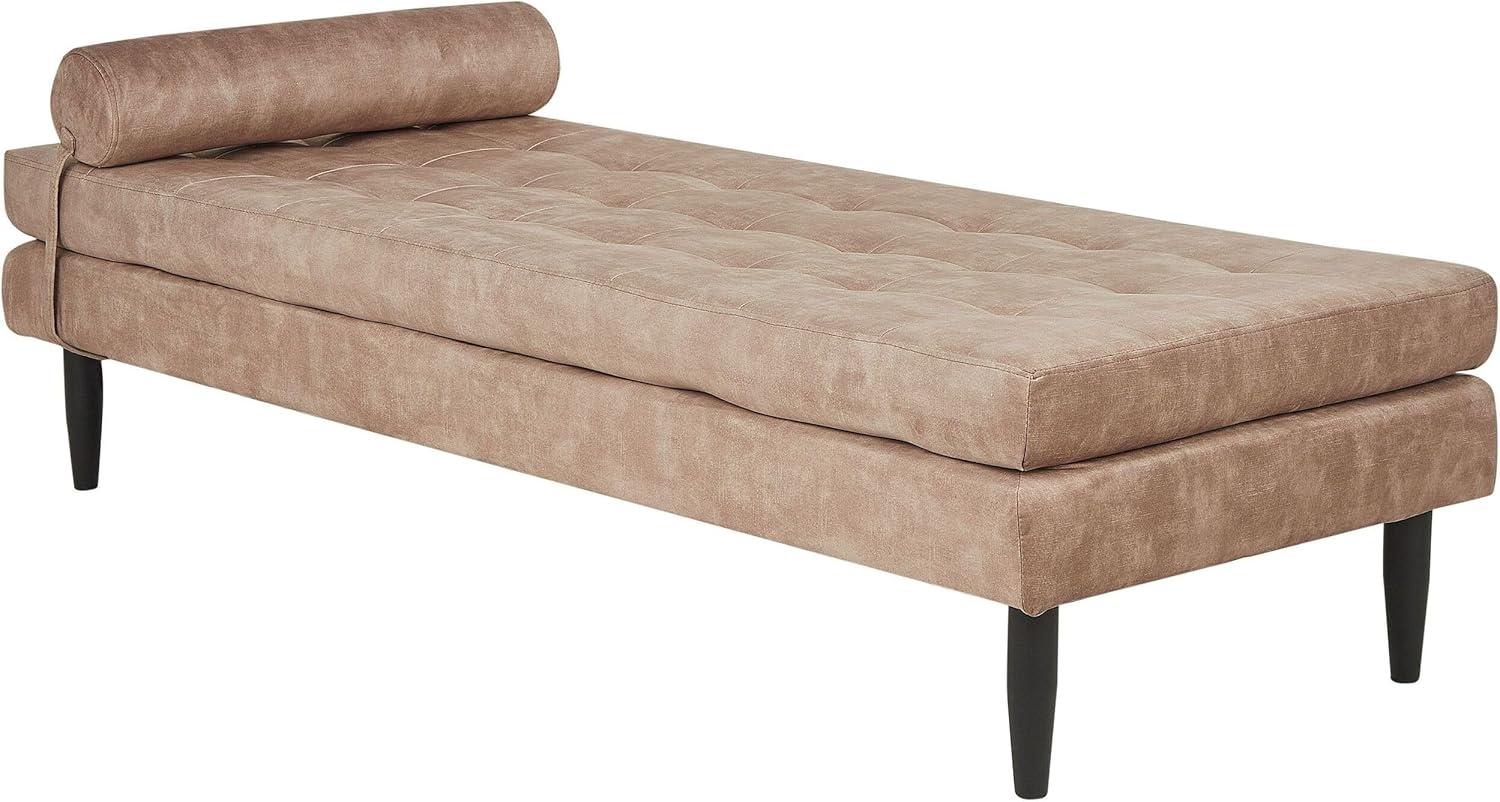 Chaiselongue Samtstoff taupe mit Kissen USSEL Bild 1