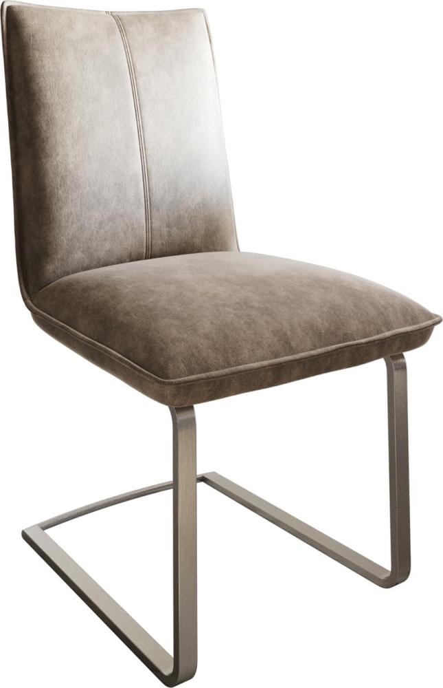 Freischwinger Lelio-Flex Mikrofaser Taupe Vintage Freischwinger flach Edelstahl Taschenfederkern Bild 1