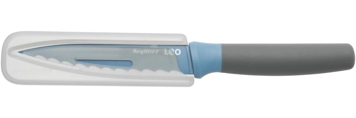 Berghoff Leo Universalmesser, Keramikbeschichtung, antihaftbeschichtet, gezahnt, 11,5 cm, Edelstahl, Blau Bild 1