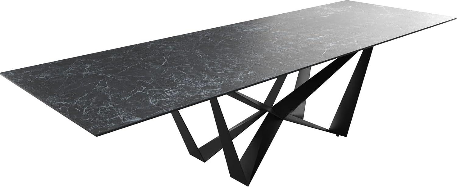 Esstisch Edge 300x100cmKeramik Laminam®Nero Greco Anthrazit Mittelfuß Flachstahl Schwarz Bild 1