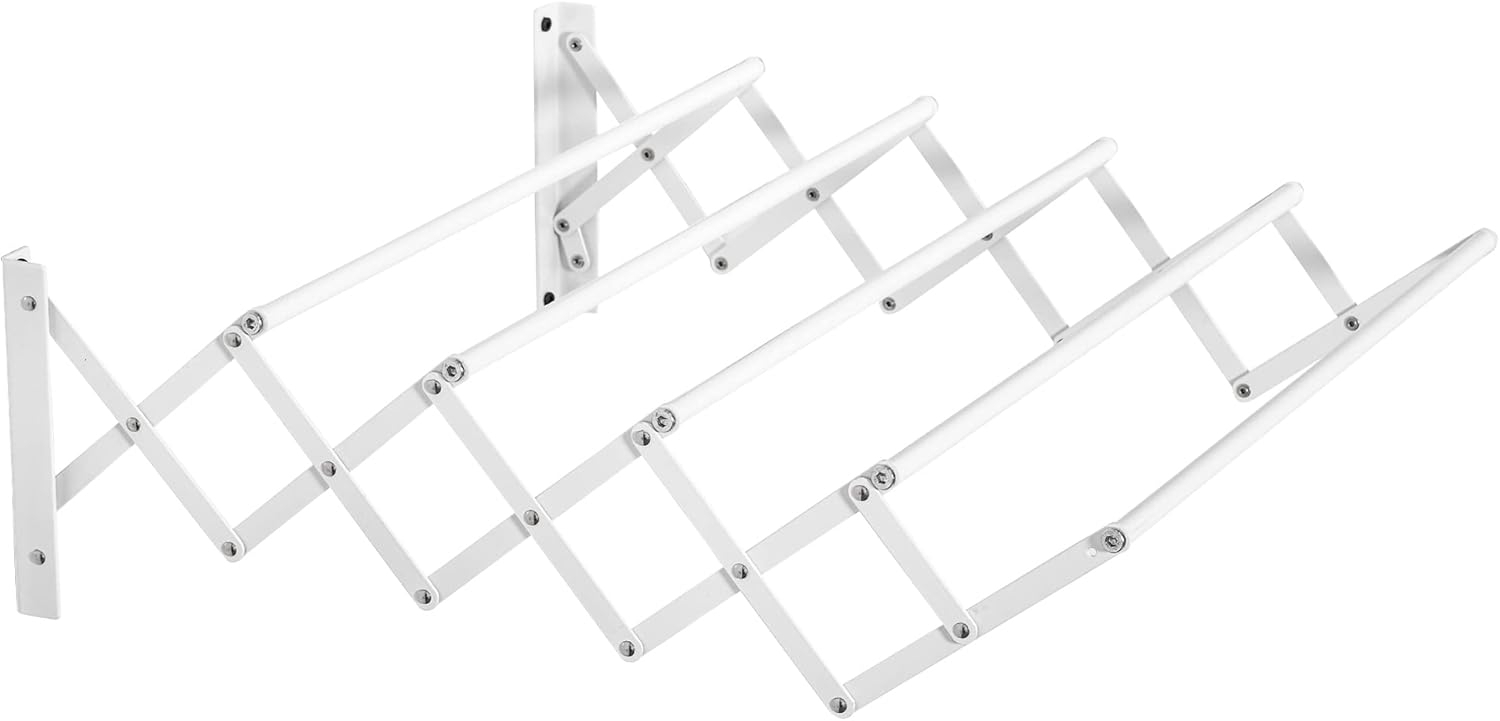 HOMCOM Wäscheständer klappbar platzsparender Wäschereck für kleine Haushalte, Metall Weiß 63,5 x 60 x 20 cm Bild 1