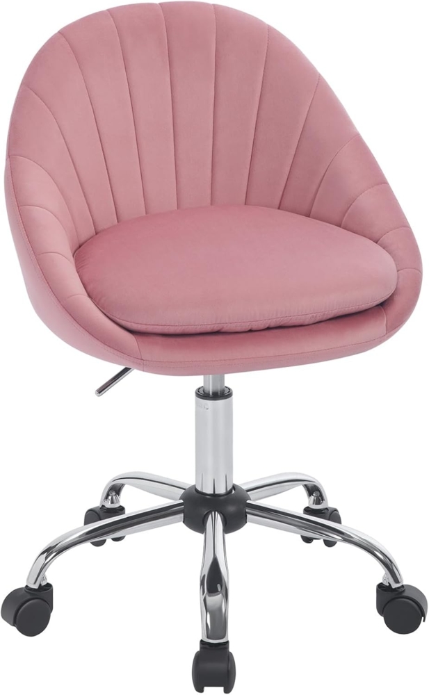 WOLTU Homeoffice Stuhl, Bürostuhl ergonomisch, Schminkstuhl drehbar, Drehstuhl mit Rollen, Schreibtischstuhl 150 kg belastbar, für Arbeitszimmer Schlafzimmer, Samt, Rosa, BS167rs Bild 1