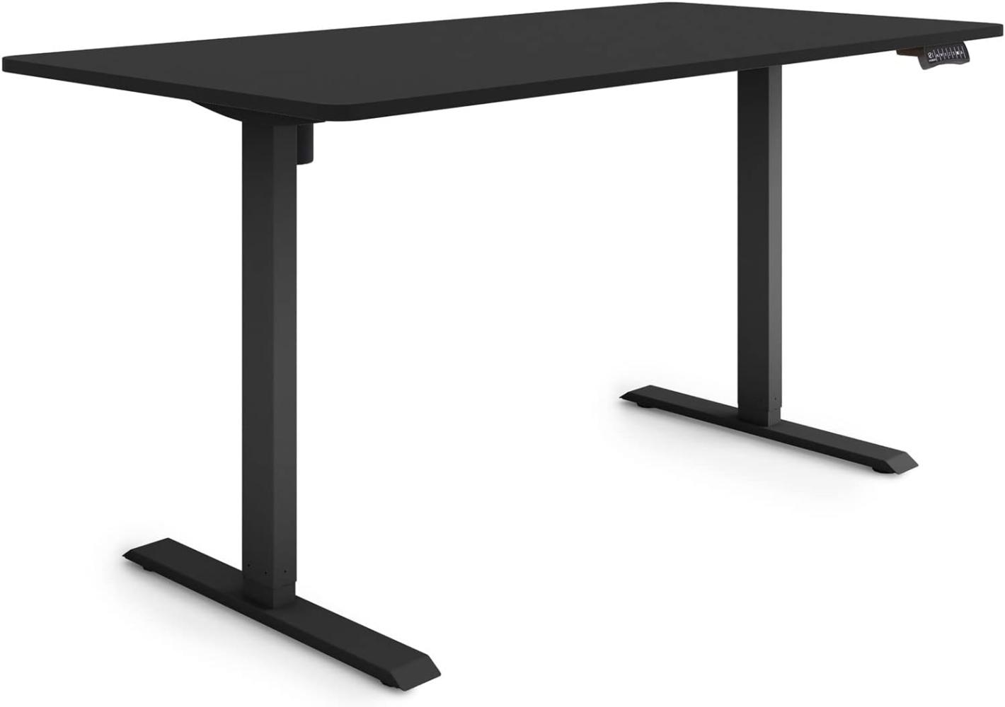 ESMART Germany ETX-121BB 160x80cm Schwarz Ergonomischer Steh-Sitz-Schreibtisch Stufenlos elektrisch höhenverstellbar 73,5-123,5cm 3X Memory Aktivitätserinnerung Soft-Start/Stopp Schnelle Montage Bild 1