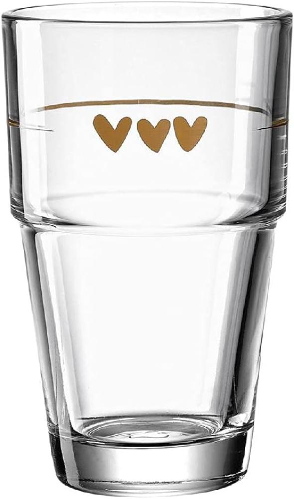 LEONARDO 043467 Solo Latte Macchiato Becher mit Motiv Herzen, Glas, 410 ml, klar Bild 1