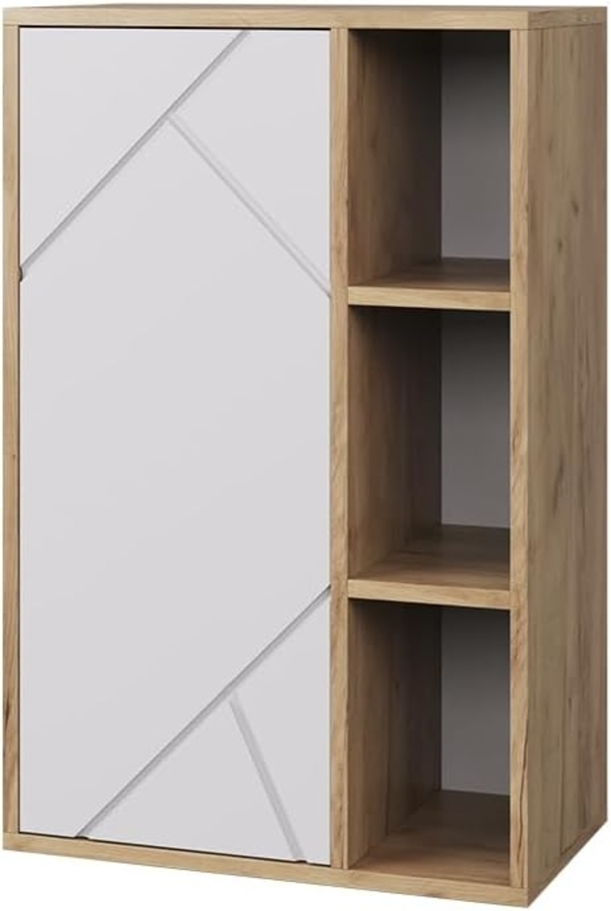 Hängeschrank Berno Goldkraft Eiche/Weiß 50.1 x 78.4 cm mit 3 offenen Fächern Vicco Bild 1