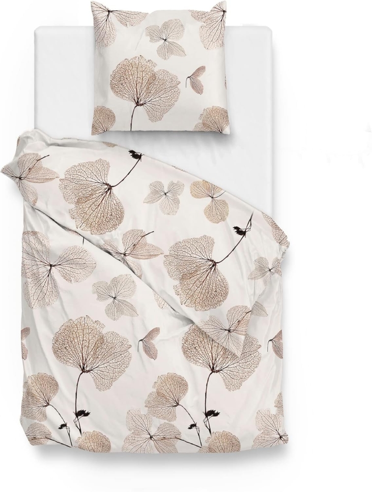 ZO HOME Bettwäsche Classic Baumwolle, Flanell, 2 teilig, abstrakte Blumen, natur Bild 1