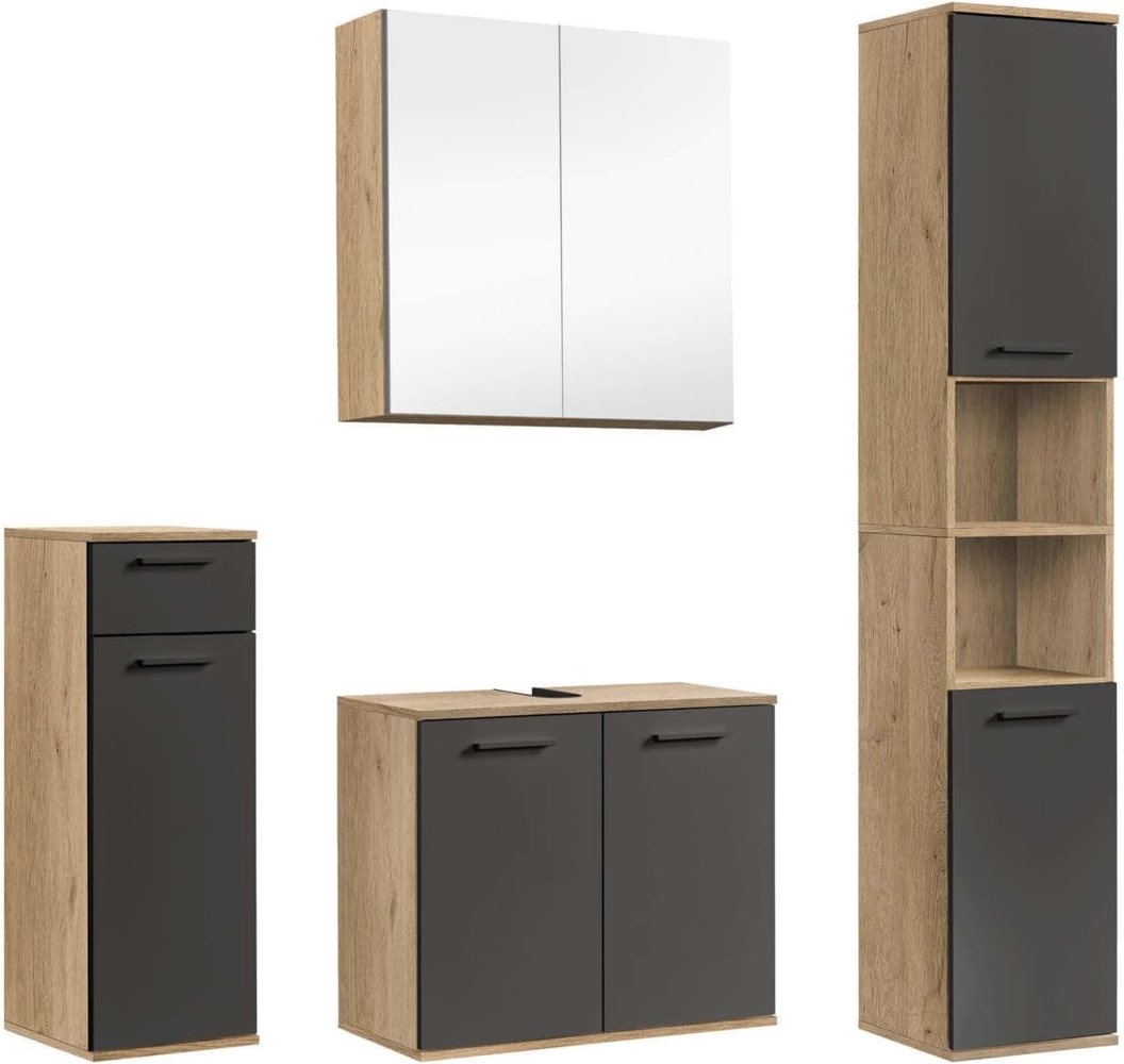 mokebo Badmöbel-Set Der Steuermann, (4-teilig), Unterschrank, Beistellschrank & Hochschrank in Schwarz Bild 1