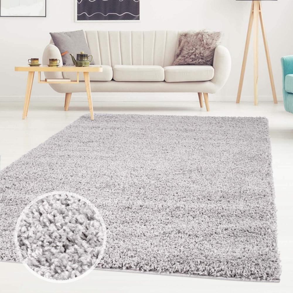 ayshaggy Shaggy Teppich Hochflor Langflor Einfarbig Uni Grau Weich Flauschig Wohnzimmer, Größe: Läufer 80 x 150 cm Bild 1