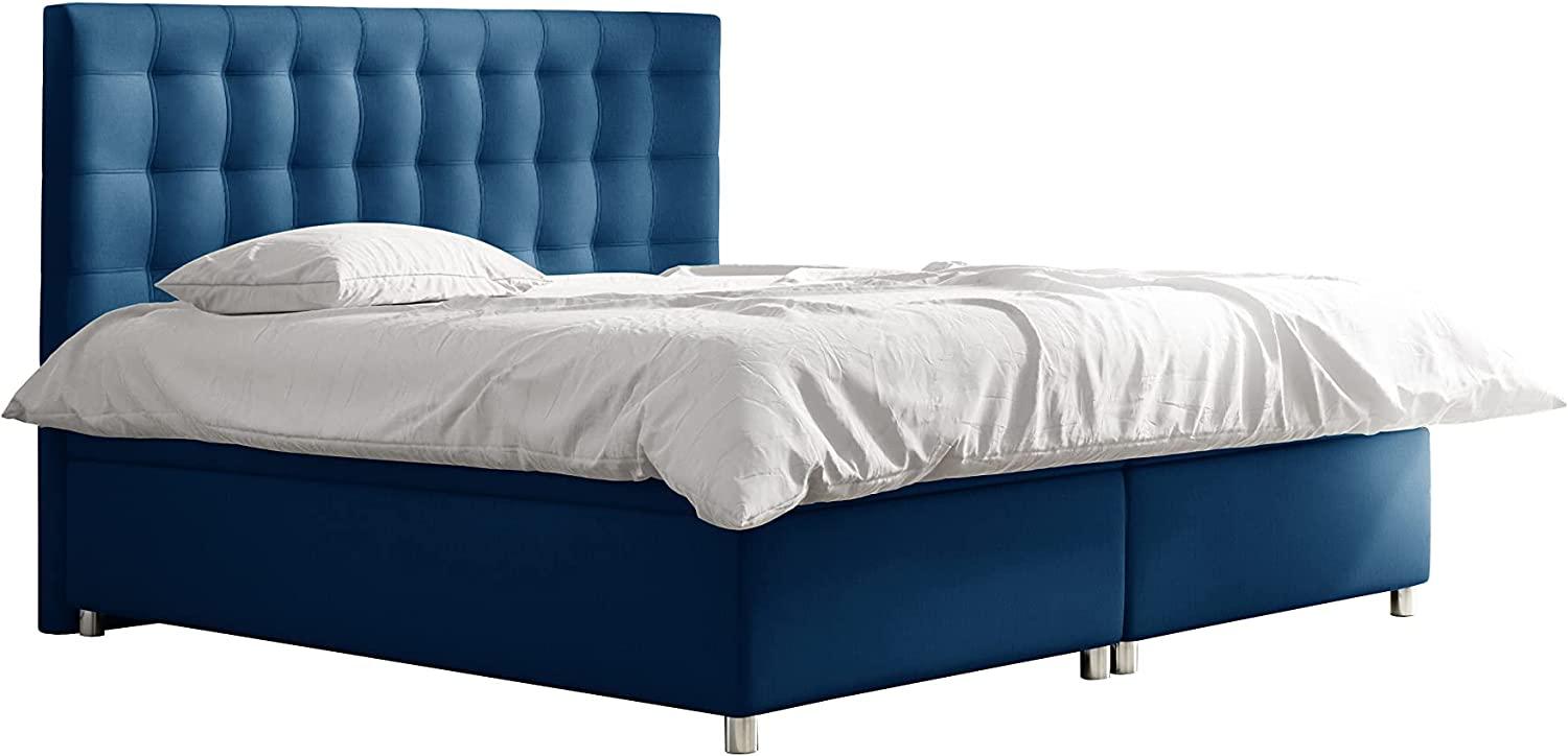 99rooms Riverside Boxspringbett Velours 120x200 cm Dunkelblau Bild 1