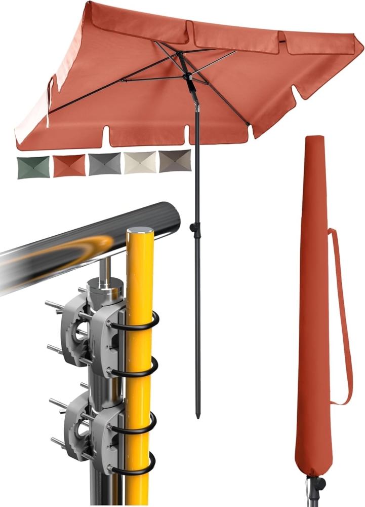4smile Sonnenschirm Balkon SunnyShade, 200x125 cm, Orange - UPF 50+ Sonnenschirm rechteckig als Sonnenschutz Balkon - SunnyEasy Balkon-Schirm mit 2 x Sonnenschirmhalter + Sonnenschirmhülle Bild 1