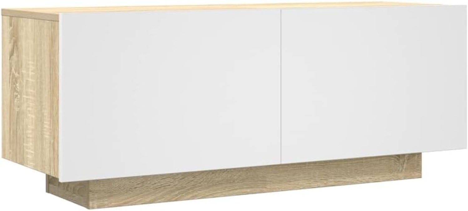 vidaXL TV-Schrank Weiß Sonoma-Eiche 100 x 35 x 40 cm Spanplatte Bild 1