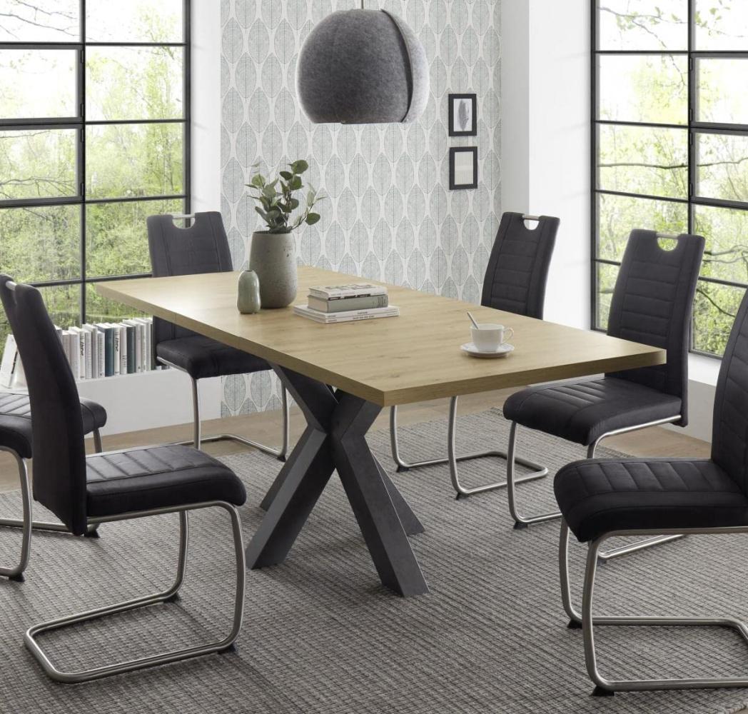 Esstisch schwarz asteiche 140x90 cm Big System Stern A140-190 Auszug Bild 1