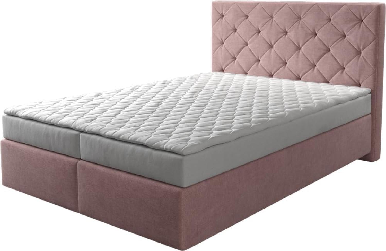 Boxspringbett Dream-Great Mikrofaser Rosé 140x200 cm mit Matratze und Topper Bild 1