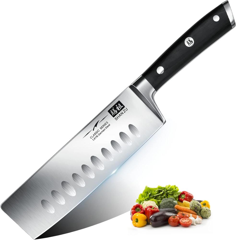 SHAN ZU Kochmesser Nakiri Küchenmesser Profi Messer Chefmesser 16. 5 cm Allzweckmesser Deutscher Edelstahl Extra Scharfe Messerklinge mit ergonomischer Griff Exquisiter Geschenkverpackung Bild 1