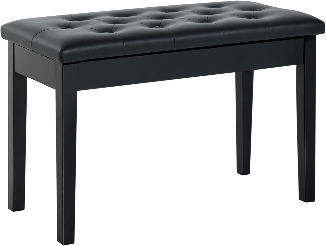 HOMCOM Klavierbank traditionellen Flurbank im Landhausstil kosmetischer Hocker Stauraum (Hocker, 1-St, Klavierhocker), Gummiholz Kunstleder Schwarz 76 x 36 x 50 cm Bild 1