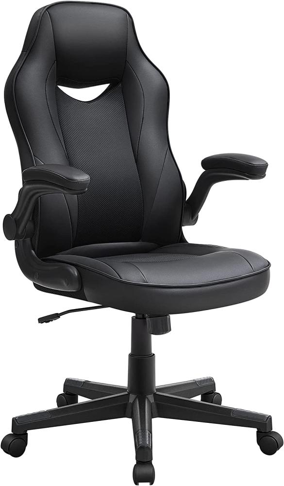 Songmics Bürostuhl, ergonomischer Schreibtischstuhl, Computerstuhl, höhenverstellbar, bis 150 kg belastbar, PU-Kunstleder, Homeoffice, Büro, schwarz OBG064B01 Bild 1