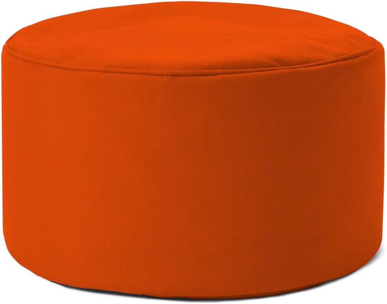 Lumaland Indoor Outdoor Sitzhocker 25 x 45 cm - Runder Sitzpouf, Sitzsack Bodenkissen, Rundhocker, Bean Bag Pouf - Wasserabweisend - Pflegeleicht - ideal für Kinder und Erwachsene - Orange Bild 1