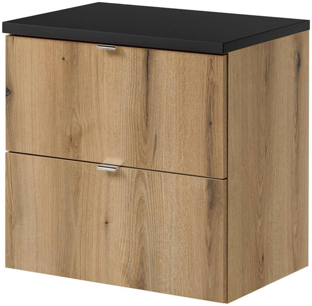 Waschbeckenunterschrank Skelbolu 60 x 60 x 40 cm Eichenoptik/Schwarz [en. casa] Bild 1