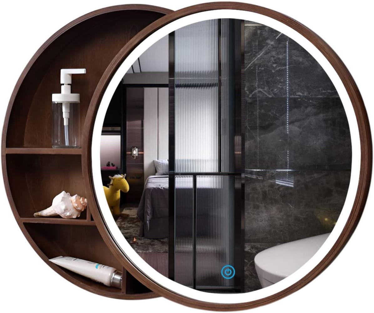 Wand-Spiegel Bad Spiegelschrank Badezimmerspiegel mit Regal Schrank Wand-Make-up Eitelkeit runden Spiegel Bild 1