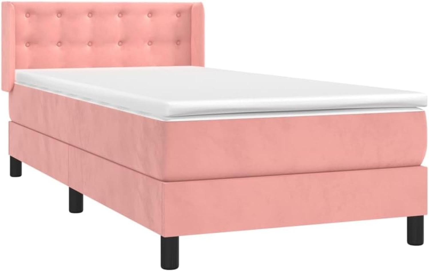 vidaXL Boxspringbett mit Matratze Rosa 90x200 cm Samt 3131182 Bild 1