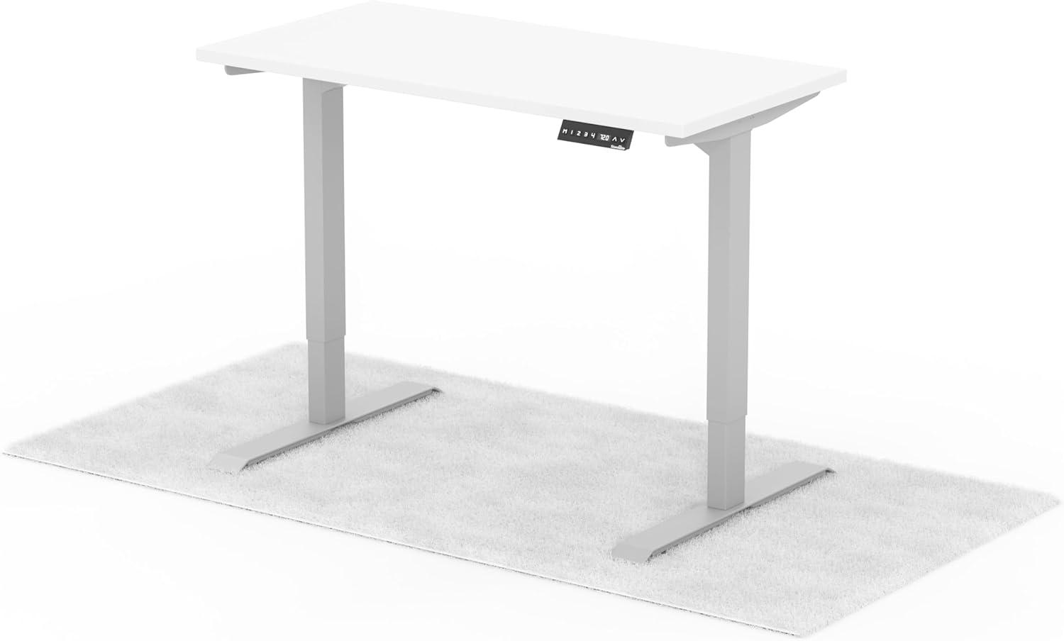 elektrisch höhenverstellbarer Schreibtisch LAPTOP 120x60 cm - Gestell Grau, Platte Weiss Bild 1