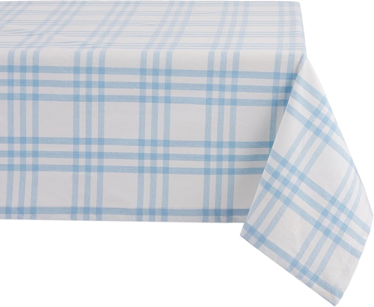 DII Home Sweet Farmhouse Tischdecke, kariert, 132x132 cm, Hellblau Bild 1