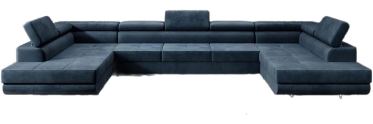 Designer Sofa Taormina mit Schlaf- und Klappfunktion (Samt) Blau Bild 1