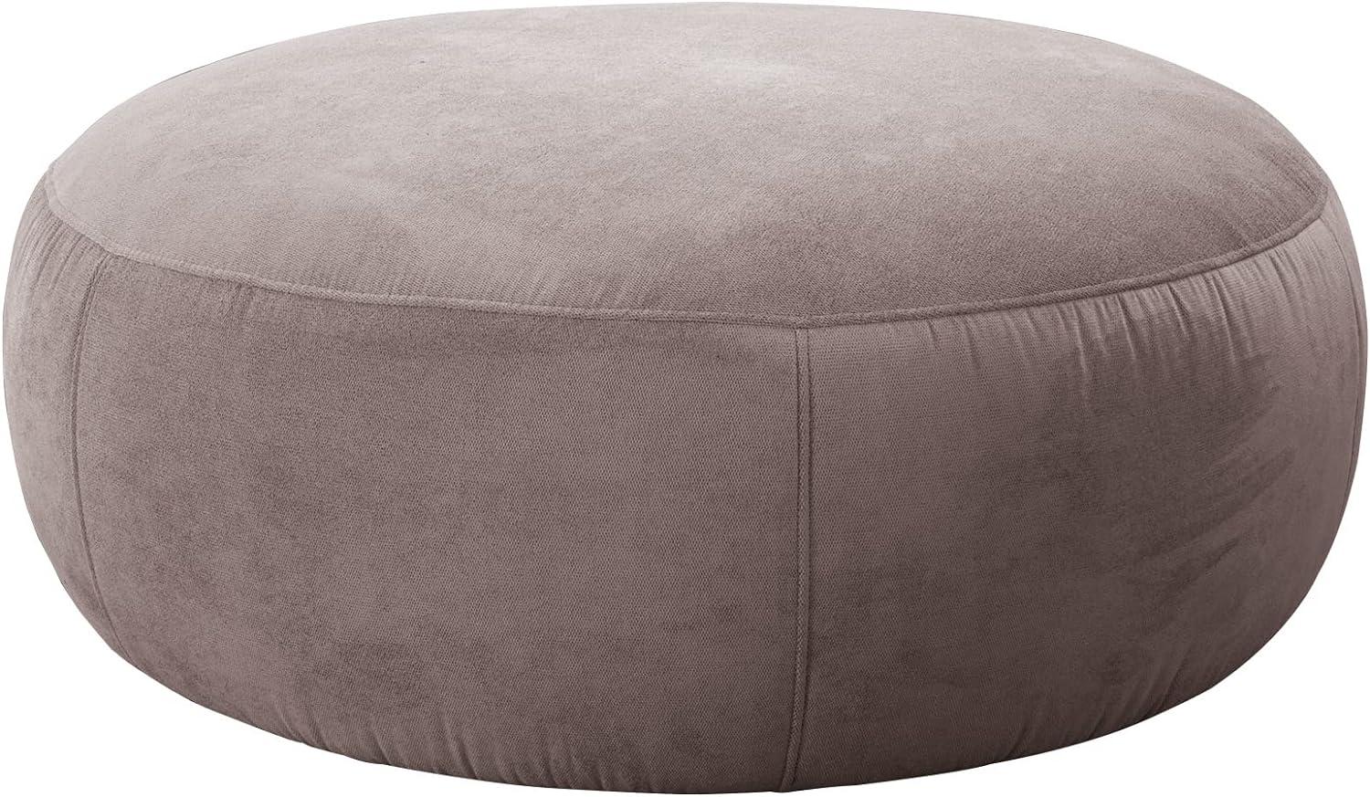 CAVADORE XXL-Hocker Cannes / Riesiger, moderner Rundhocker als Beistelltisch, Sitzgelegenheit oder Fußablage / 104 x 44 x 104 / Flachgewebe, Braun Bild 1