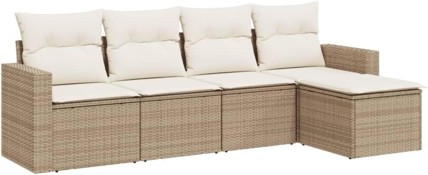 vidaXL 5-tlg. Garten-Sofagarnitur mit Kissen Beige Poly Rattan 3218878 Bild 1