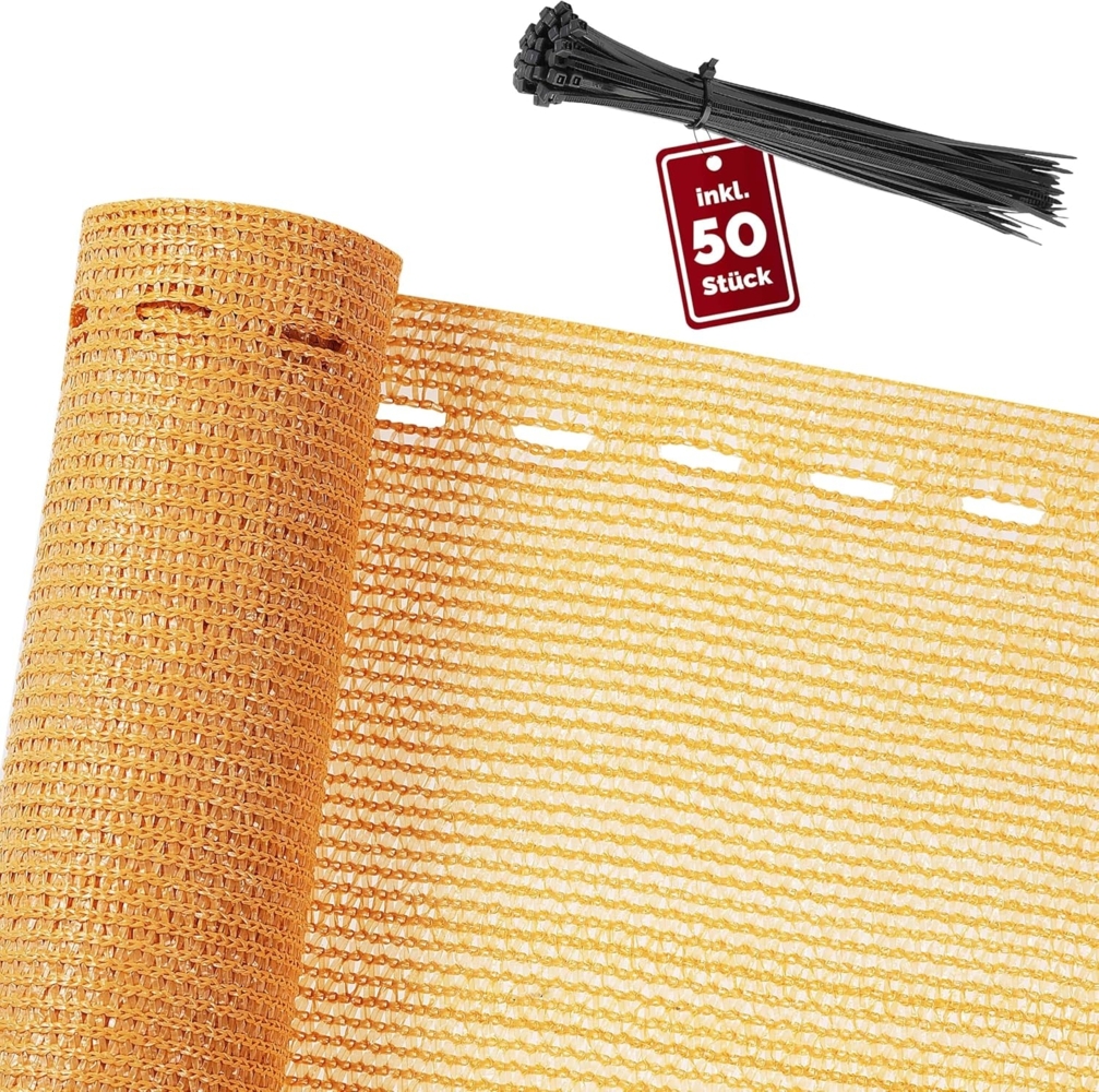 DETEX® Zaunblende 1,4 x 10m beige Balkonsichtschutz mit 50 Kabelbindern Bild 1