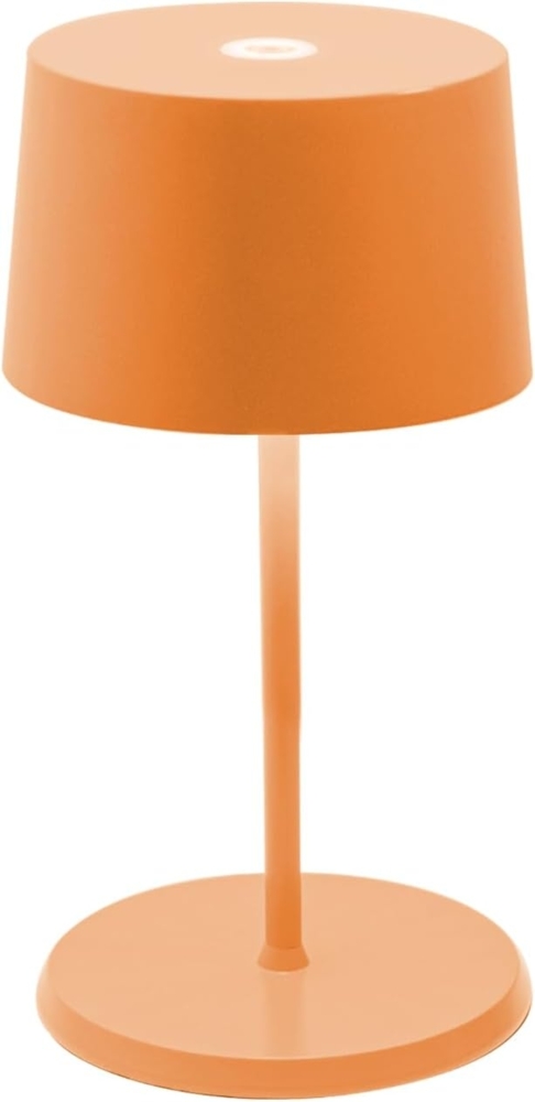 Zafferano, Olivia Mini Lampe, Tragbare und Wiederaufladbare Tischlampe mit Touch Control, Geeignet für Wohnzimmer und Außenbereich, Dimmer, 2200-3000 K, Höhe 22 cm, Farbe Orange Bild 1