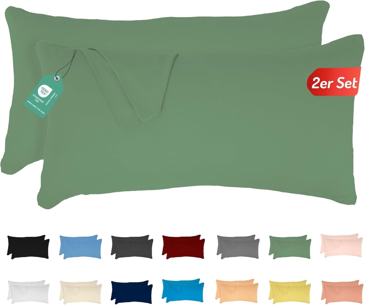 Livessa Kissenbezug 50x70 2er Set - Verdeckter Reißverschluss an der Langen Seite, Kopfkissenbezug aus%100 Baumwolle Jersey Stoff, Ultra weich und atmungsaktiv, Oeko-Tex Zertifiziert Bild 1