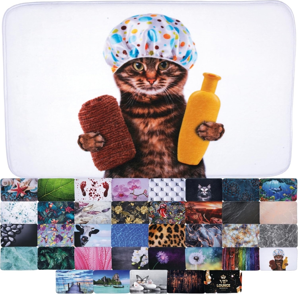 Sanilo Badematte Shower Cat, 50 x 80 cm, sehr weich, rutschfest, waschbar und schnelltrocknend, 100% Polyester Bild 1