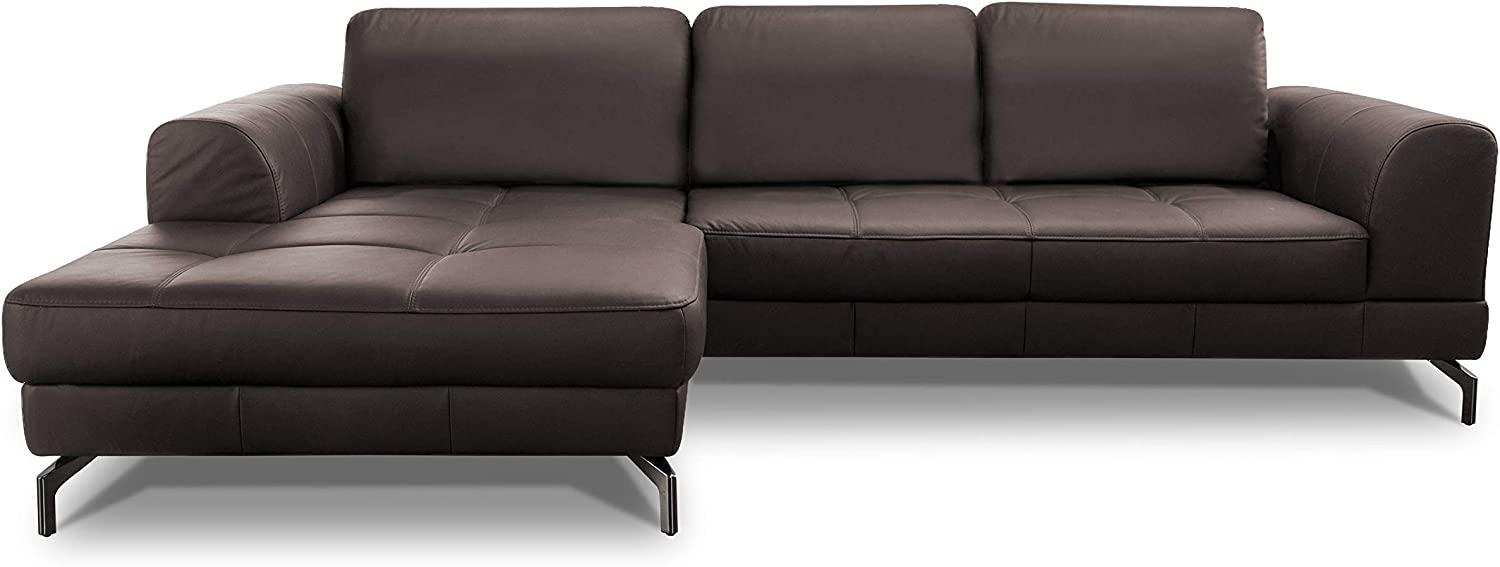 CAVADORE Ledergarnitur Benda / Großes Ecksofa mit XL-Longchair links & Federkern / Inkl. Sitztiefenverstellung / 284 x 87 x 175 / Echtleder: braun Bild 1