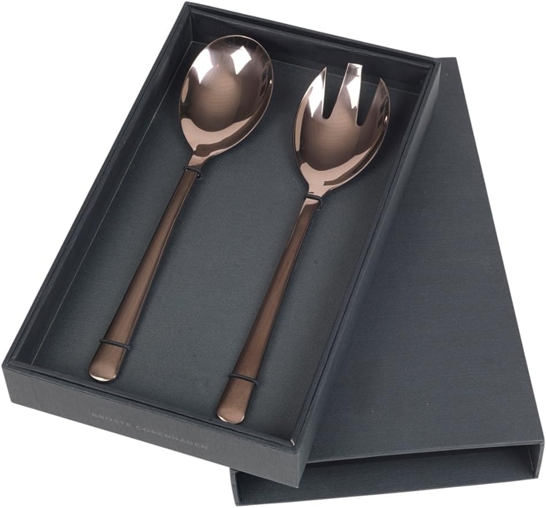 Broste Copenhagen HUNE Salatbesteck titanium espresso Set 2tlg. Bild 1