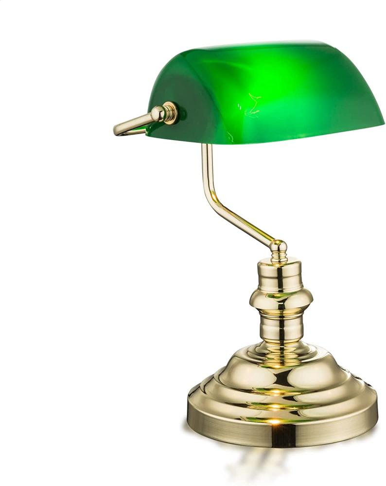 Tischlampe Tischleuchte Schreibtischlampe retro Banker Lampe grün mit Pflegetuch Bild 1