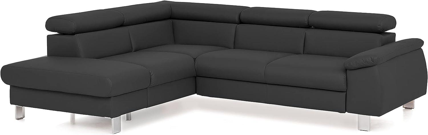 Mivano Ecksofa Micky mit Ottomane / L-Form-Sofa mit Schlaffunktion, Stauraum und Kopfteilverstellung / 249 x 72 x 207 / Kunstleder, Schwarz Bild 1