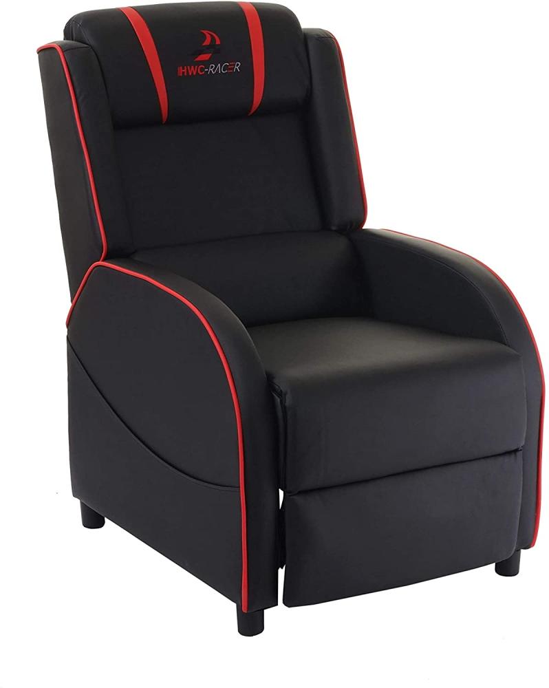 Fernsehsessel HWC-D68, HWC-Racer Relaxsessel TV-Sessel Gaming-Sessel, Kunstleder ~ schwarz/rot Bild 1