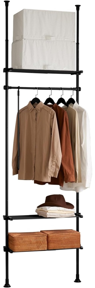 SoBuy Kleiderständer KLS07, Verstellbares Garderobenstände mit 1 Kleiderstange und 3 Ablagen Bild 1