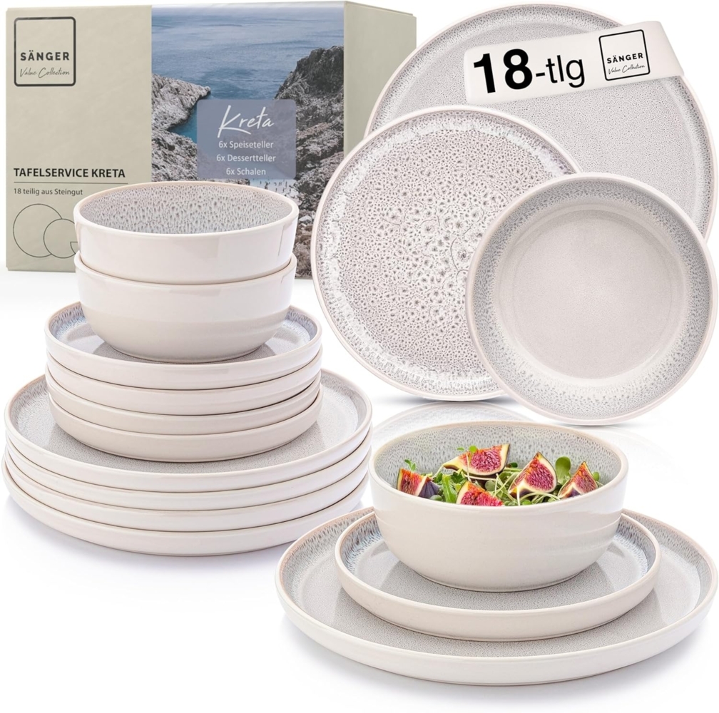SÄNGER Steingut Geschirrset Kreta 18 teilig für 6 Personen Bild 1