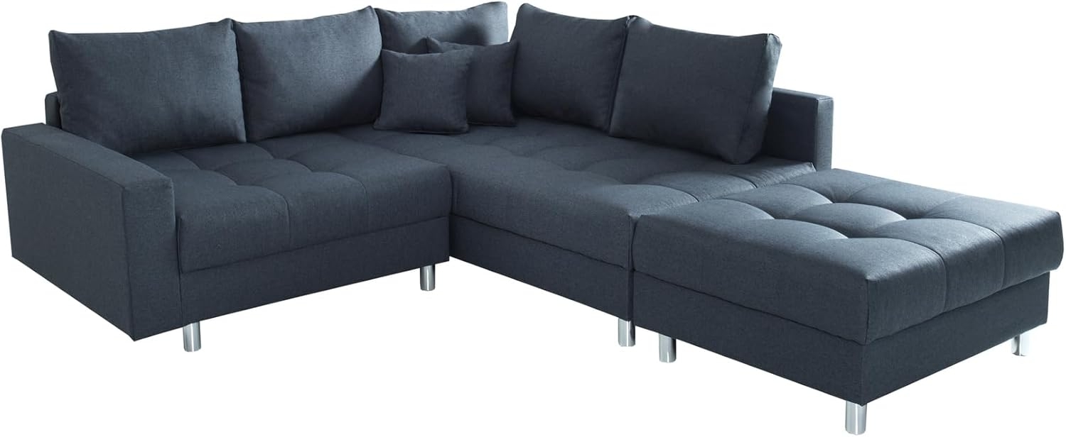 riess-ambiente Ecksofa KENT 220cm anthrazit, Set 2 Teile, Wohnzimmer · Couch · Stoff-Bezug · Federkern · inkl. Hocker · Design Bild 1