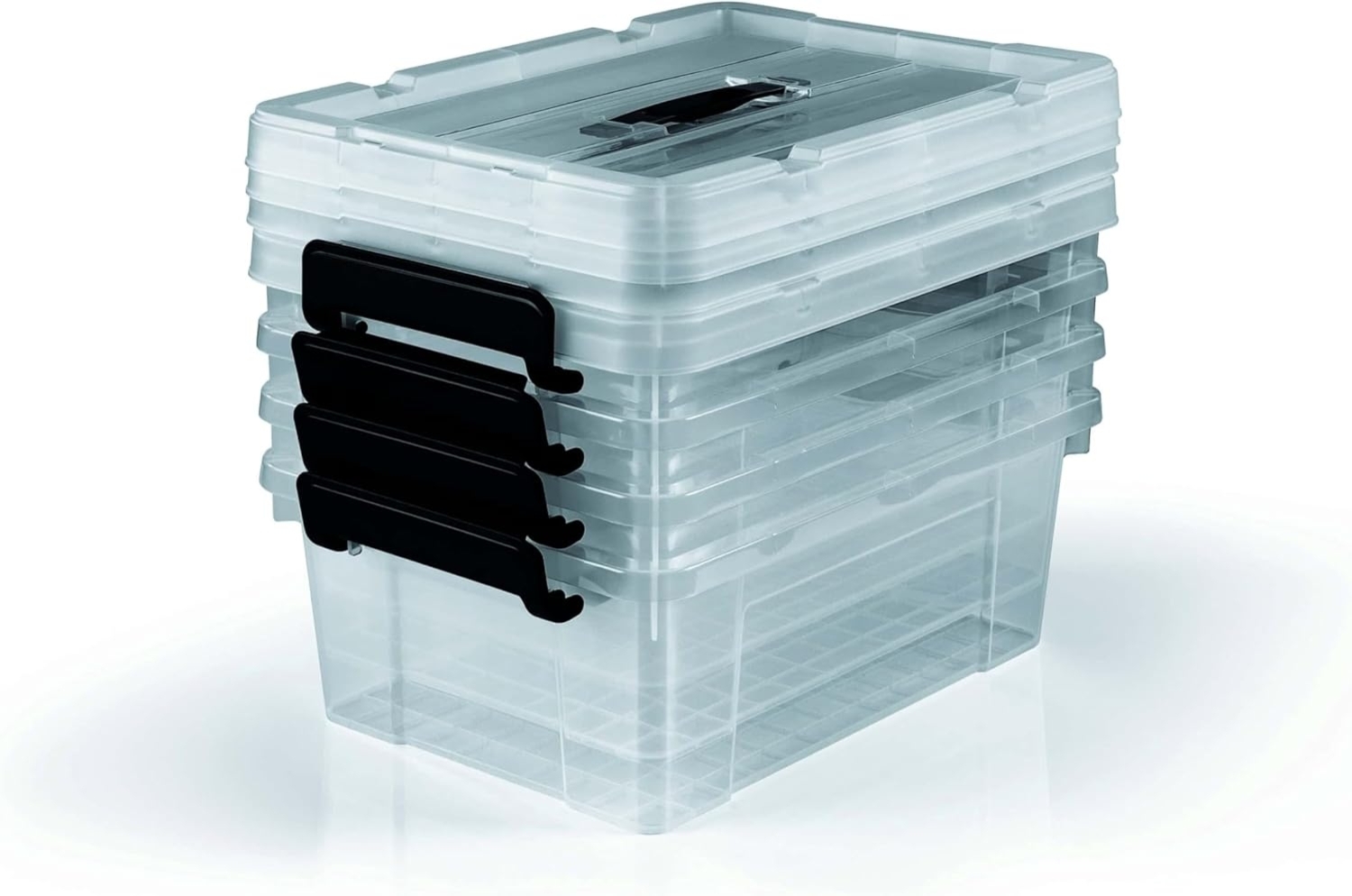 EASYmaxx Aufbewahrungsbox mit Deckel 4er-Set | Sicherer Verschluss dank Klick-Verschluss (8-tlg.) | Transparenter Organizer zum Verstauen | Idealer Haushalts- & Küchenhelfer - Vorratsdosen [BPA-frei] Bild 1