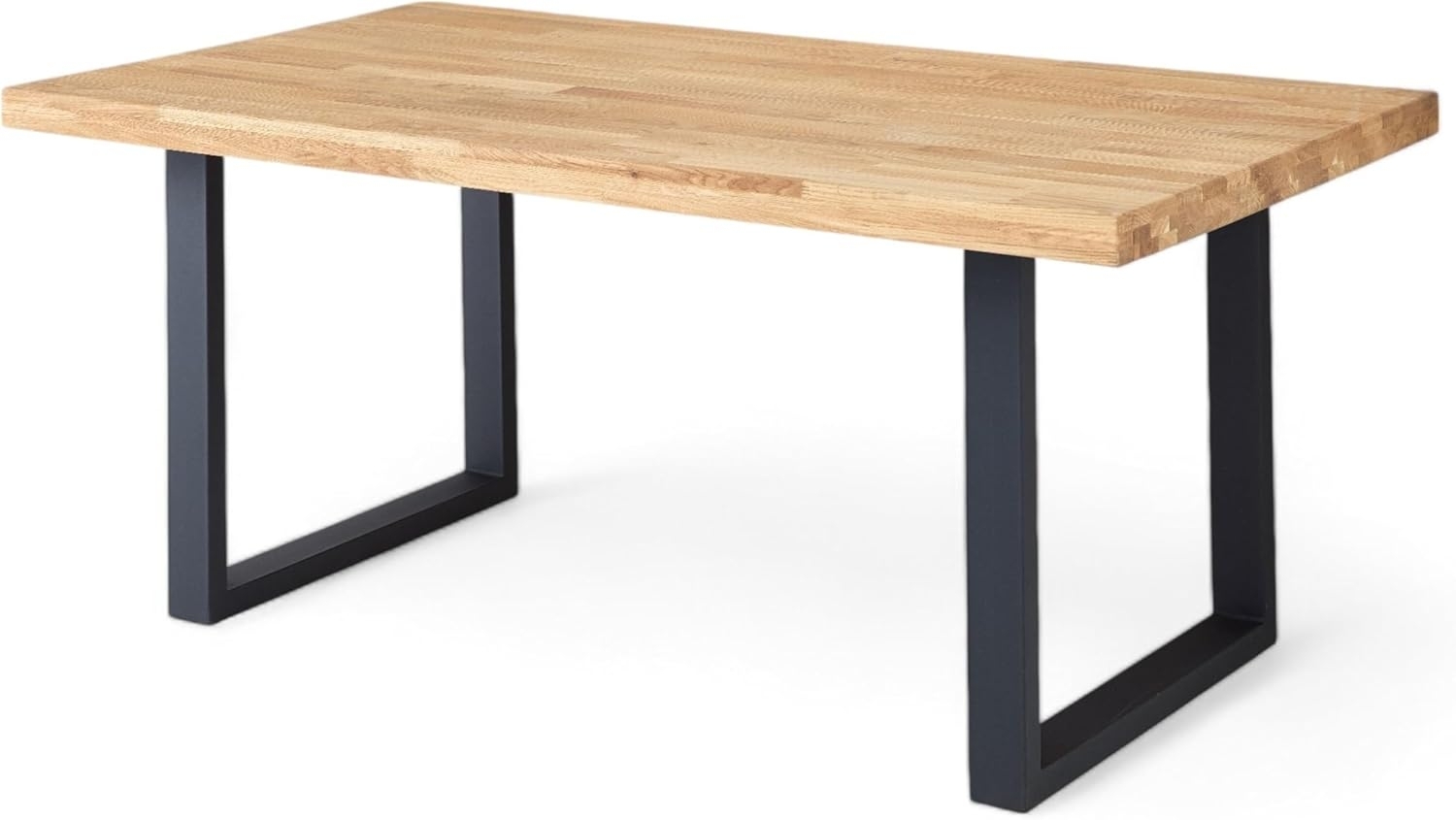 Esstisch CHRIS U 180 x 100 cm Eiche massiv Kufengestell Metall schwarz Bild 1