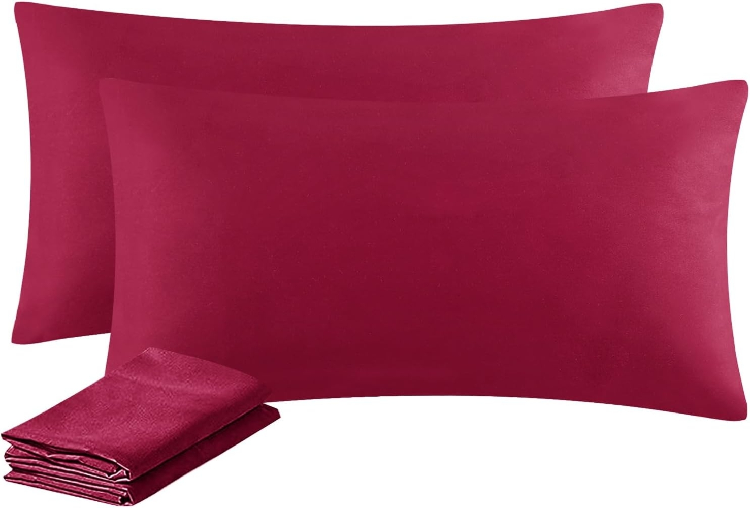 Aisbo Kissenbezug 40x80 2er Set - Kopfkissenbezug 40x80 Rot mit Reißverschluss aus Mikrofaser Weich, 40x80 cm Pillow Cover Bild 1