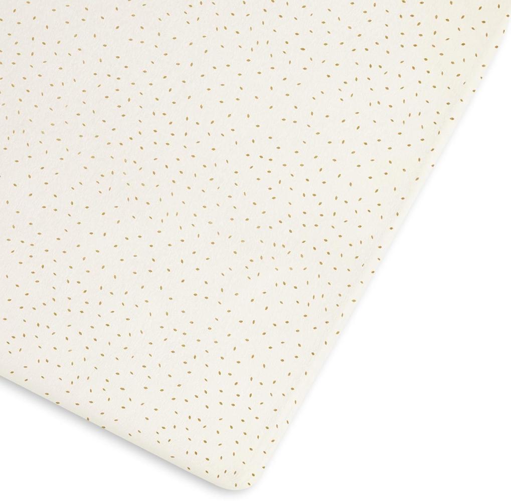 The Little Green Sheep Cot Fitted Sheet, Organic Linen & Cotton Blend Sheet fits Cots & Cot Beds 60x120 cm – 70x140 cm, Linen with Honey Rice Print Bild 1